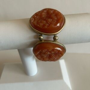 Vintage 70’s Gold  & Caramel Chunky Lucite Druzy Bracelet